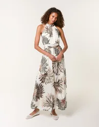 Halter Neck Occasion Dress - L / KHAKI - female