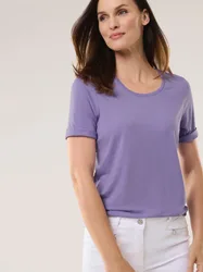 Viskose-Shirt, , Farbe Lila, 46, zart glänzende Viskose bequemer Schnitt Damen