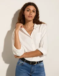 Pure Lyocell Collared Relaxed Shirt White female