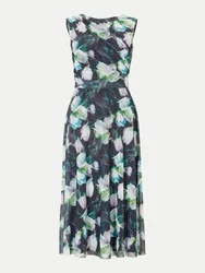 Kleid aus bedrucktem Mesh Blau 36
