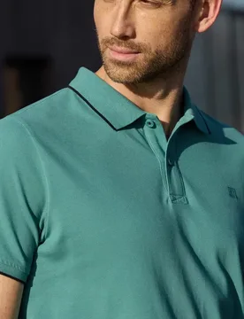 Street One Basic Piqué Poloshirt mit Kontrastdetail male Türkis - Street One MEN - FashionsVida
