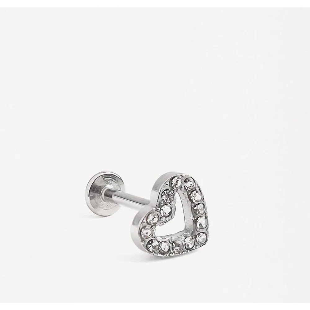 Piercing de acero inoxidable con circonitas y forma de corazón en - Parfois - FashionsVida