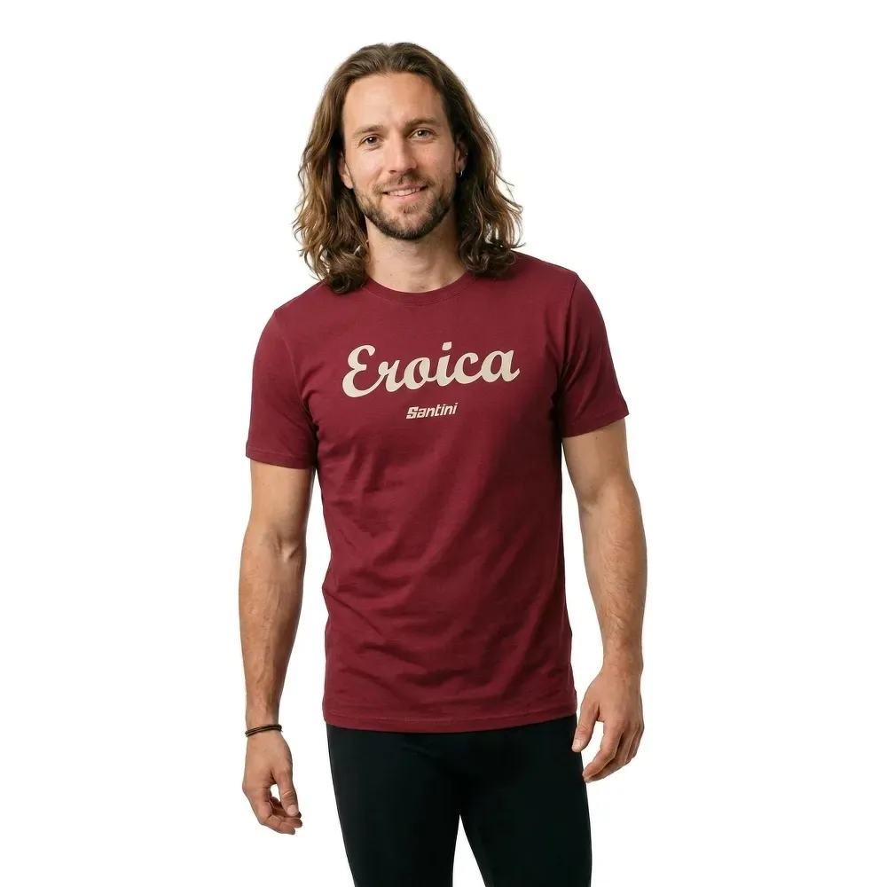 Maglietta A Maniche Corte Eroica Strada Bordeaux - Santini - FashionsVida
