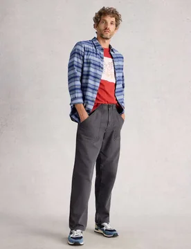 Loose Fit Pure Cotton Utility Trousers Dark Grey male - White stuff - FashionsVida