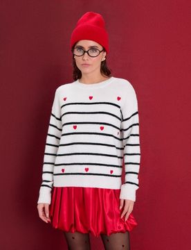 Sinsay - Maglione a righe - bianco