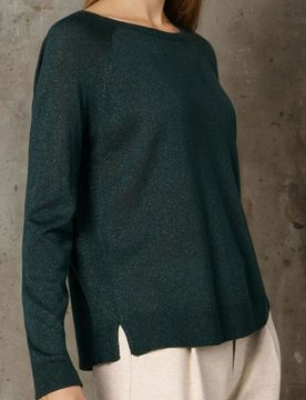 Maglione con filo metallizzato - verde-giallo