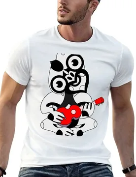 Hei Tiki playing a red ukulele T-Shirt essential t shirt man t shirt cotton t shirts for man graphic funny T-shirt - Aliexpress - FashionsVida