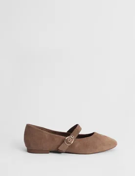 Women's Matilda Faux Suede Mary-Jane Soft Ballet Pumps in Tan Size: 4 - Tan - Size: 4 - OASIS - FashionsVida