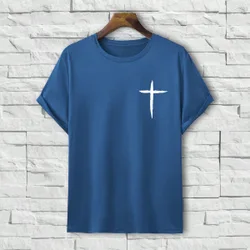 Camiseta Ajustada De Corte Estrecho Para Hombre Con Estampado De Cruz