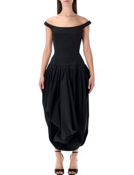 Draped Off-shoulder Gown