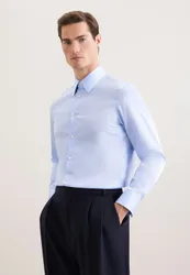 Straight Business Hemd Uni Blau 44
