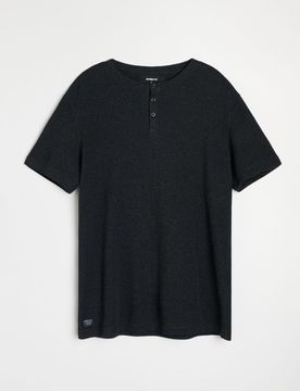 T-shirt Henley in cotone - grigio chiaro