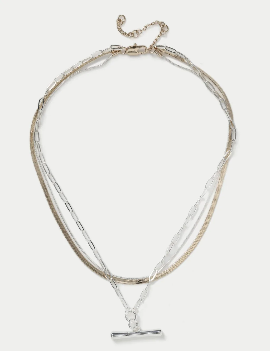 Mixed Multi Row T-Bar Necklace Metal female - M&S - FashionsVida