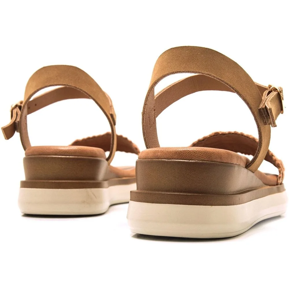 Sandalias de cuña de mujer con planta en piel - mustang - FashionsVida