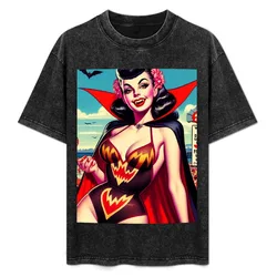 Summer Vampire Girl T-Shirt Basic Lightweight Short Sleeve Tee