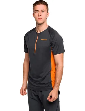 Moysalen Half Zip Short Sleeve T-shirt Black / Orange S Men - Trangoworld - FashionsVida