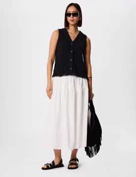 Pure Cotton Midi Tiered Skirt White female - Whistles - FashionsVida