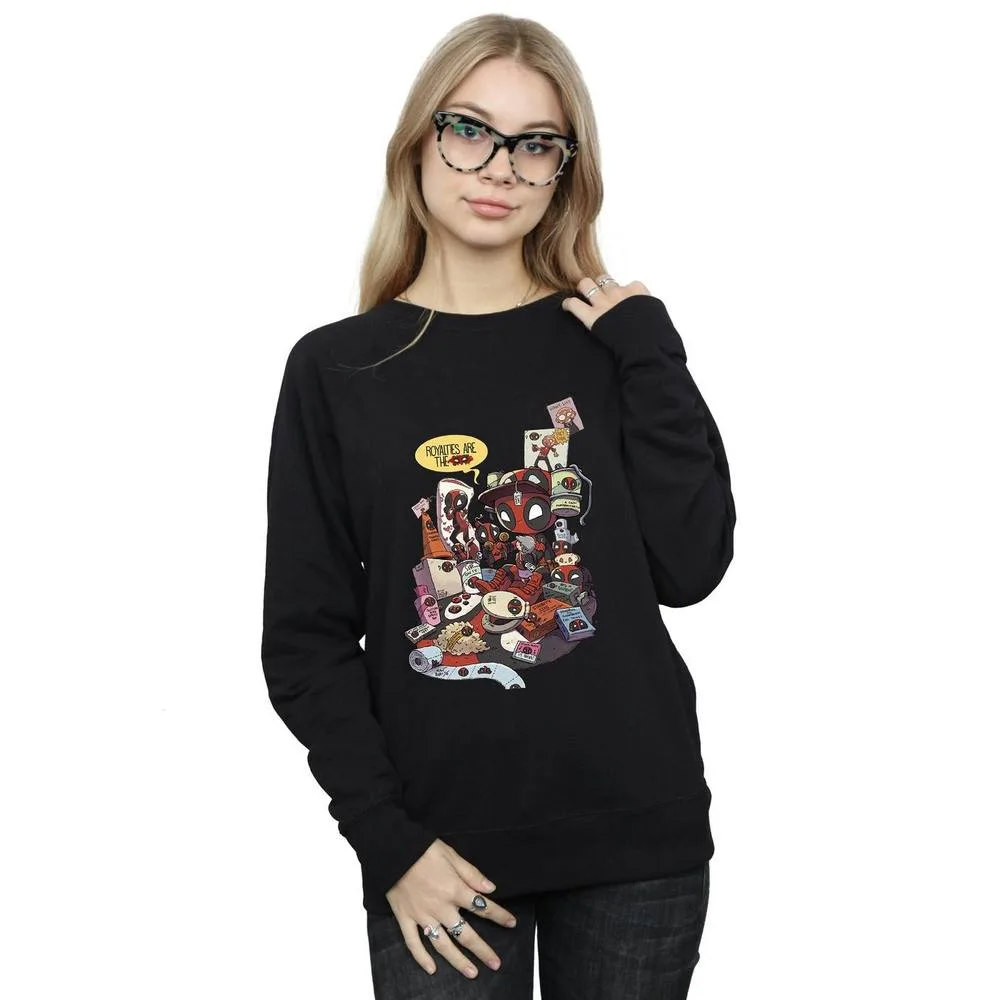 Women's Deadpool Merchandise Royalties Sweatshirt in Black Size: Small - Black - Size: S - Marvel - FashionsVida