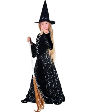 Zauberhafte Hexe Halloween-Kinderkostüm schwarz-silber - LSUNG NINGBO - FashionsVida