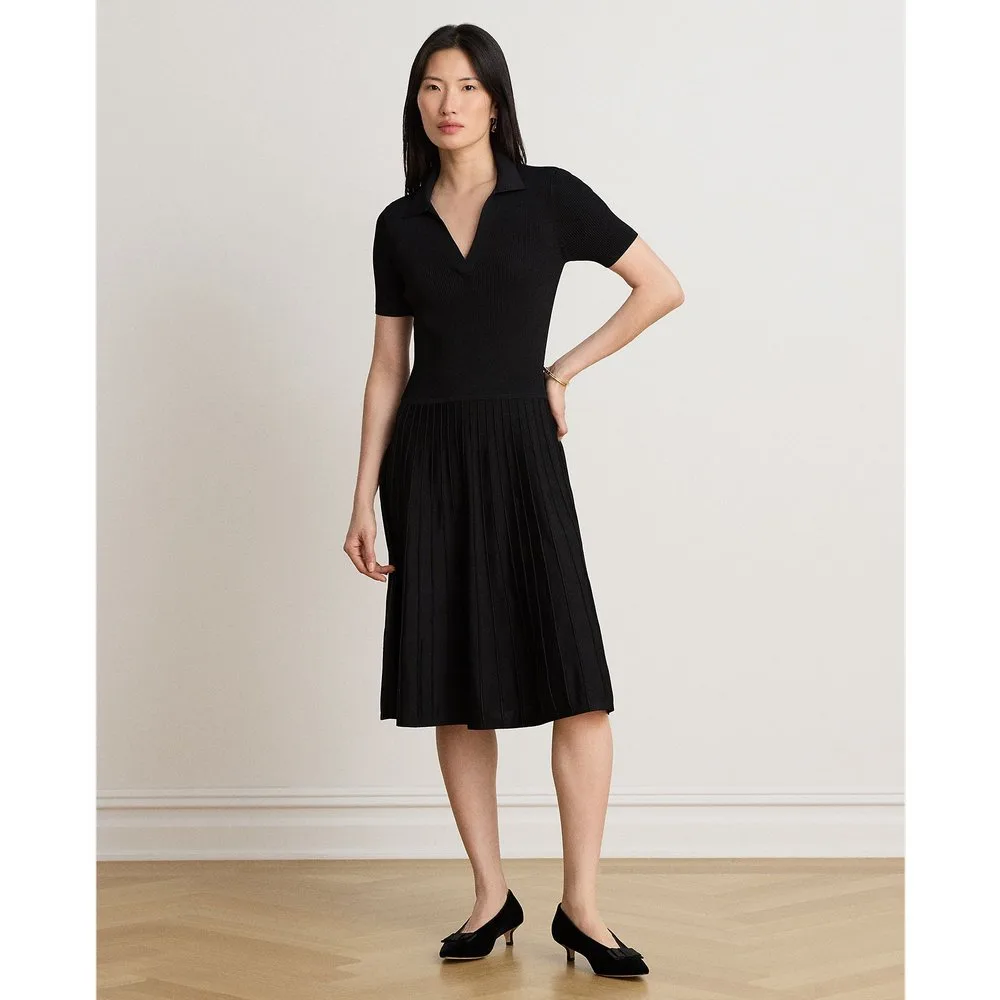 Vestido midi con cuello polo y manga corta - Lauren Ralph Lauren - FashionsVida
