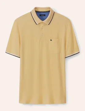 Extraglatt-Polo Bicolor, noch offen: Größenlauf, Farbe Gelb, 48, atmungsaktiver Baumwollmix bügelfrei Herren - Walbusch - FashionsVida