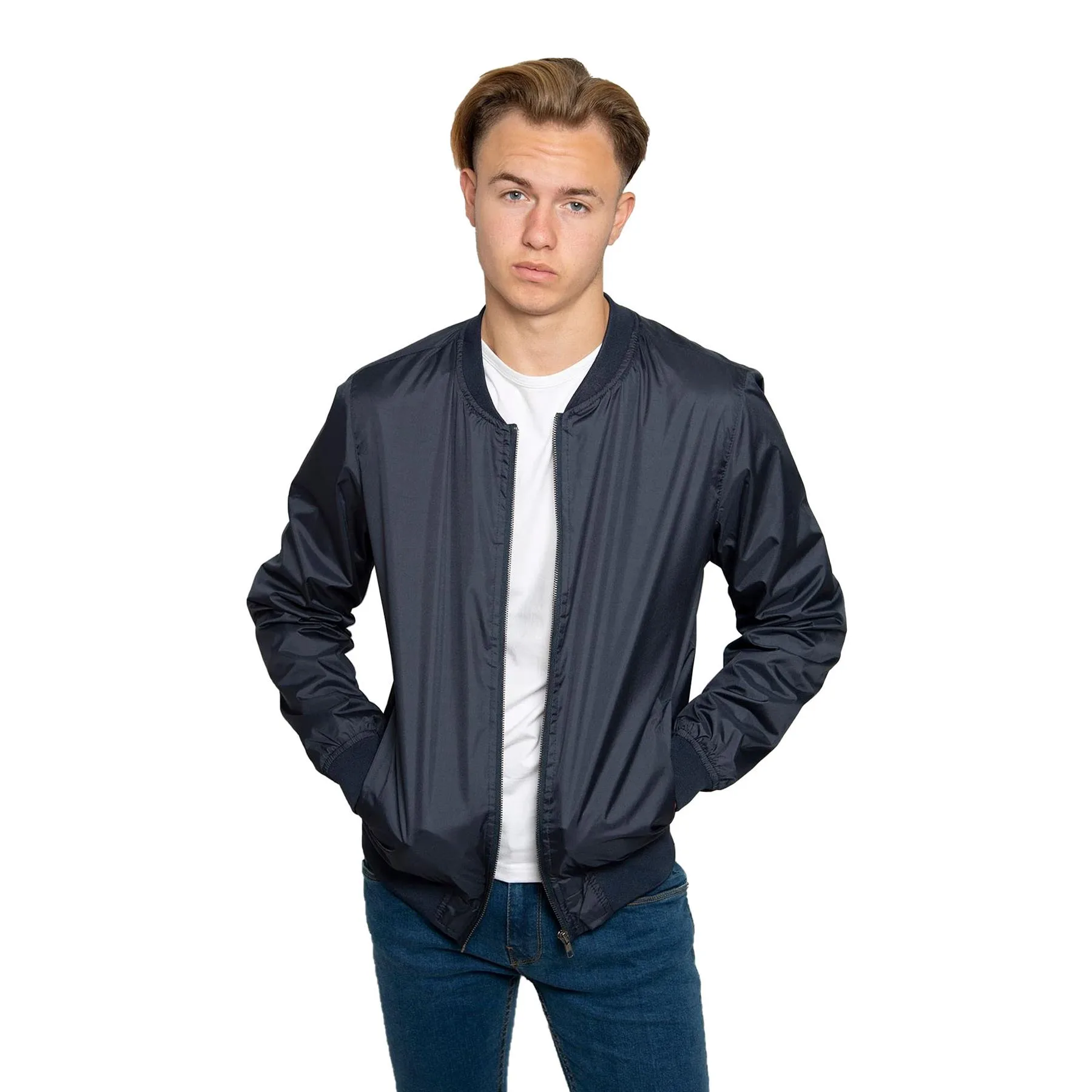 Mens Lightweight Bomber Jacket For Men - Navy - Size Small - Soulstar - FashionsVida