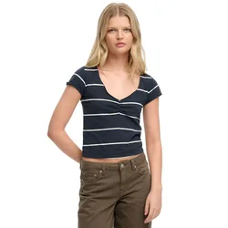 T-shirt à Manches Courtes Athletic Essentials Gathered Pattern Navy Stripe S