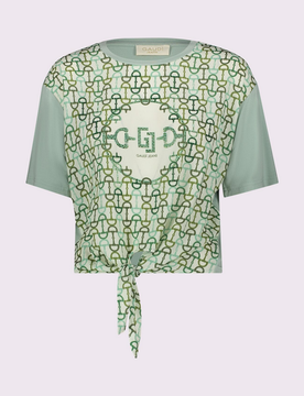 T-shirt con stampa e nodo donna verde