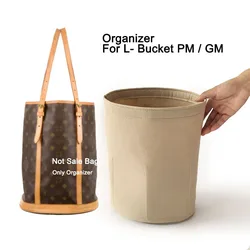 Felt Purse Insert Organizer For LVv Bucket GM PM Luxury Bag , Zipper Interior Bag , Inner Bag Round Bucket Liner Keep Shapers