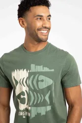 Double Fish Mens Front Print Graphic T-Shirt