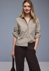 Gestreifte Hemdbluse female Braun