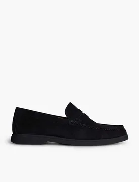 Suede Slip On Loafers Dark Blue male - BOSS - FashionsVida