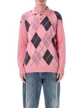 Elevated Men's Knit Argyle Polo - Size M