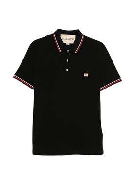 Signature Patch Polo Shirt with Front Half Button Placket and Ribbed Trim
