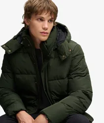 Superdry Herren Premium Kapuzenpufferjacke Green - Größe: S