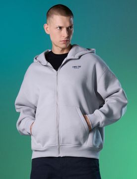 Top da jogging con zip e cappuccio - grigio