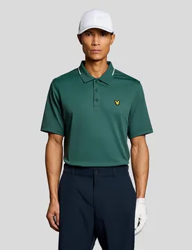 Men's Golf Tipped Technical Polo Shirt in Green - Lyle & Scott - FashionsVida