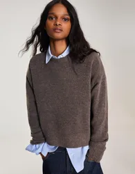 Pull Col Rond L Marron