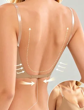 Sujetador sin costuras sin espalda para mujer, tirantes transparentes, bandeau con espalda cruzada, lencería sexy, lencería nupcial, 3 tirantes ajus - Shein - FashionsVida