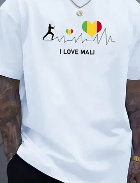 Men's Casual Crew Neck T-Shirt I Love Mali Heartbeat Print Regular Fit Breathable Comfortable Daily Wear Graphic Cotton Tees - Aliexpress - FashionsVida
