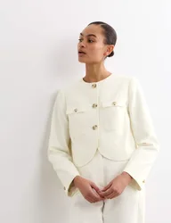 Cotton Rich Boxy Short Jacket Ivory female