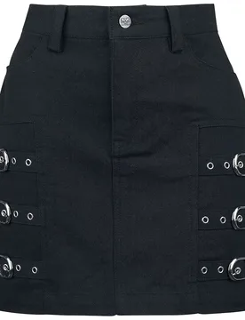 Kurzer Rock - Short Skirt with decorative Buckles - S bis XXL - für Damen - Größe XXL - schwarz - Frauen - female - Black Premium by EMP - FashionsVida