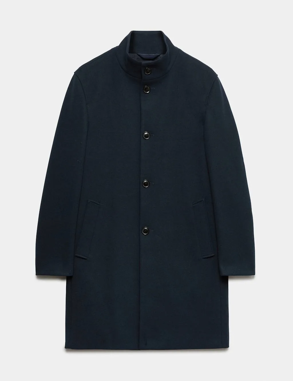 M&S Funnel Neck Overcoat Navy male - M&S - FashionsVida