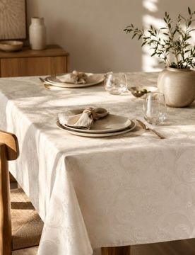 Tovaglia con motivo ornamentale jacquard - panna
