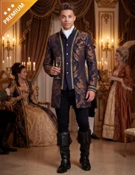 Barock Gehrock Herren bestickte Luxusjacke Blau - male