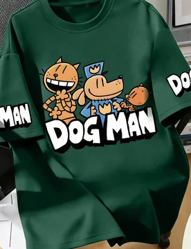 Camiseta de manga corta para niños, estampado gráfico de perro detective de dibujos animados, ajuste holgado casual, estilo deportivo de cuello redo - Shein - FashionsVida