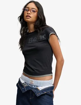Superdry Damen Bench Figurbetontes T-shirt mit Kurzarm-layer Dark Grey - Größe: Xxs - 34.99 - FashionsVida