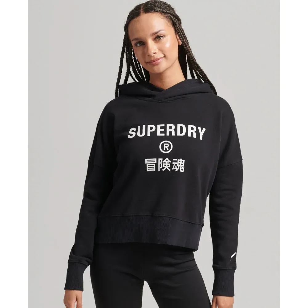 Sweat à Capuche Code Core Sport Crop Box Black S - Superdry - FashionsVida