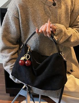 Pieza Bolso de mujer con forma de media luna nueva, bolso de mano minimalista y de moda de ante, adecuado para citas, regalos, ir al trabajo, compras