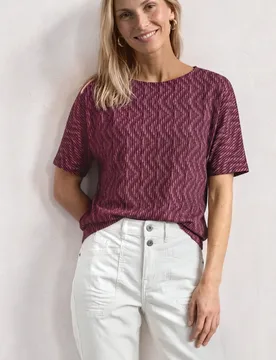 Shirt mit Boat Neck und Elastikbund female Pink - Street One - FashionsVida